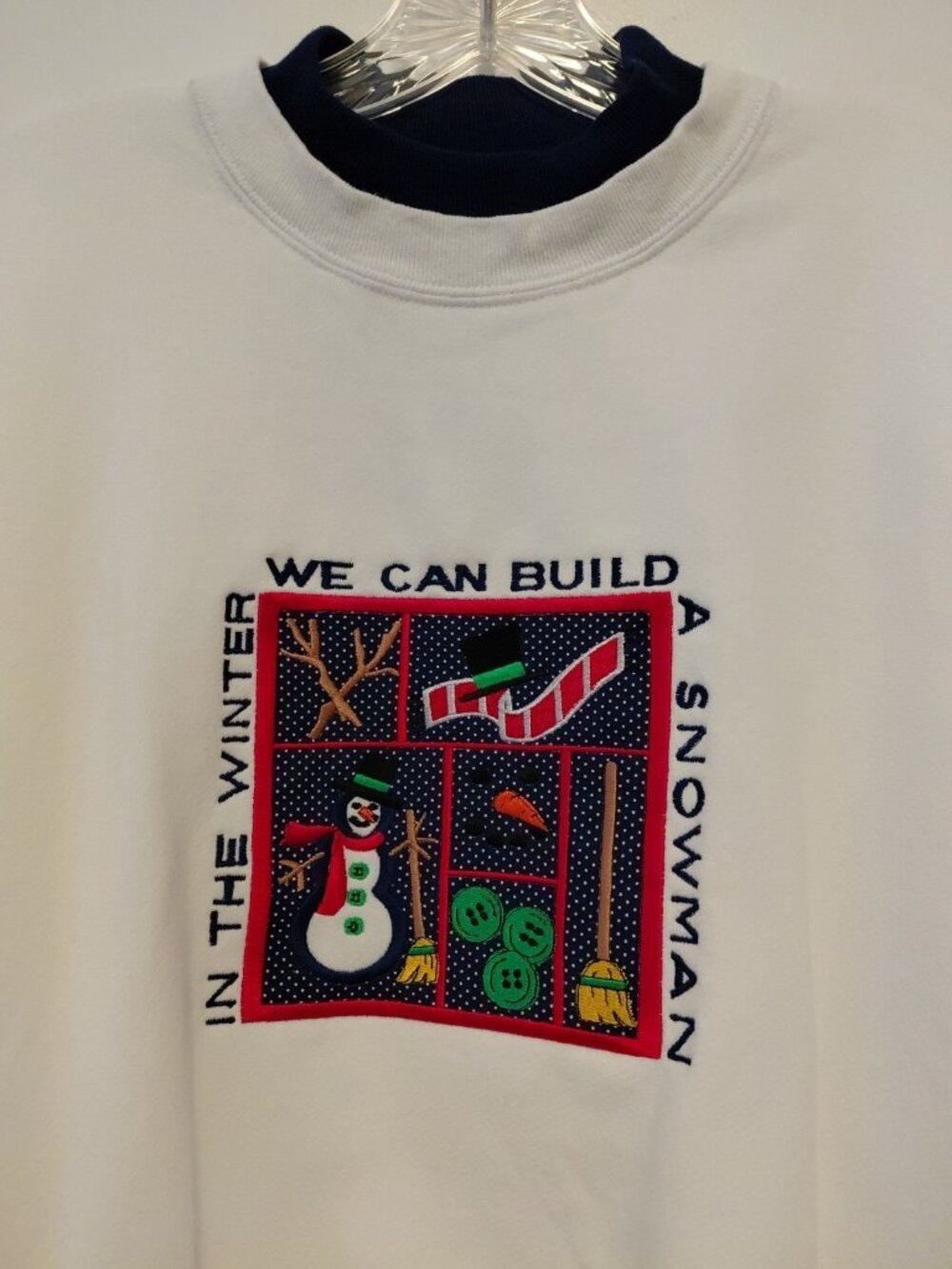 Vintage Christmas Sweatshirt M&C Energy Sportswear Snowman USA Made White Large